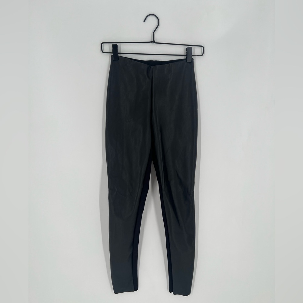 Wolford Jo Two Tone Vegan Leather Bailey Fabric High Waisted Leggings